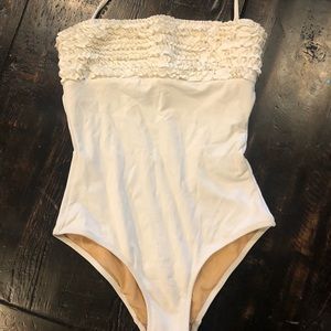 BCBG White tubed one piece swimsuit. Size XS